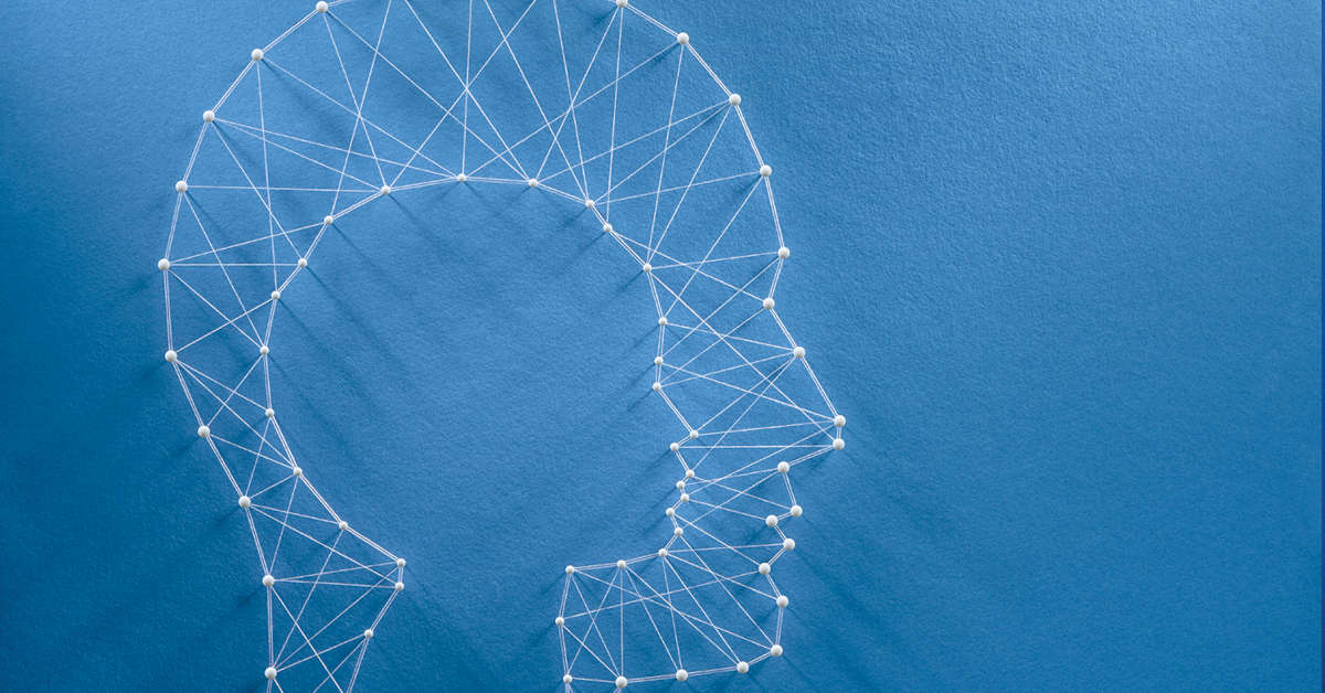 human head made of threads pins