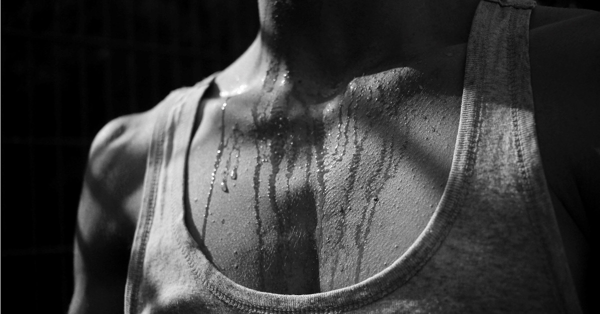 man sweat bw