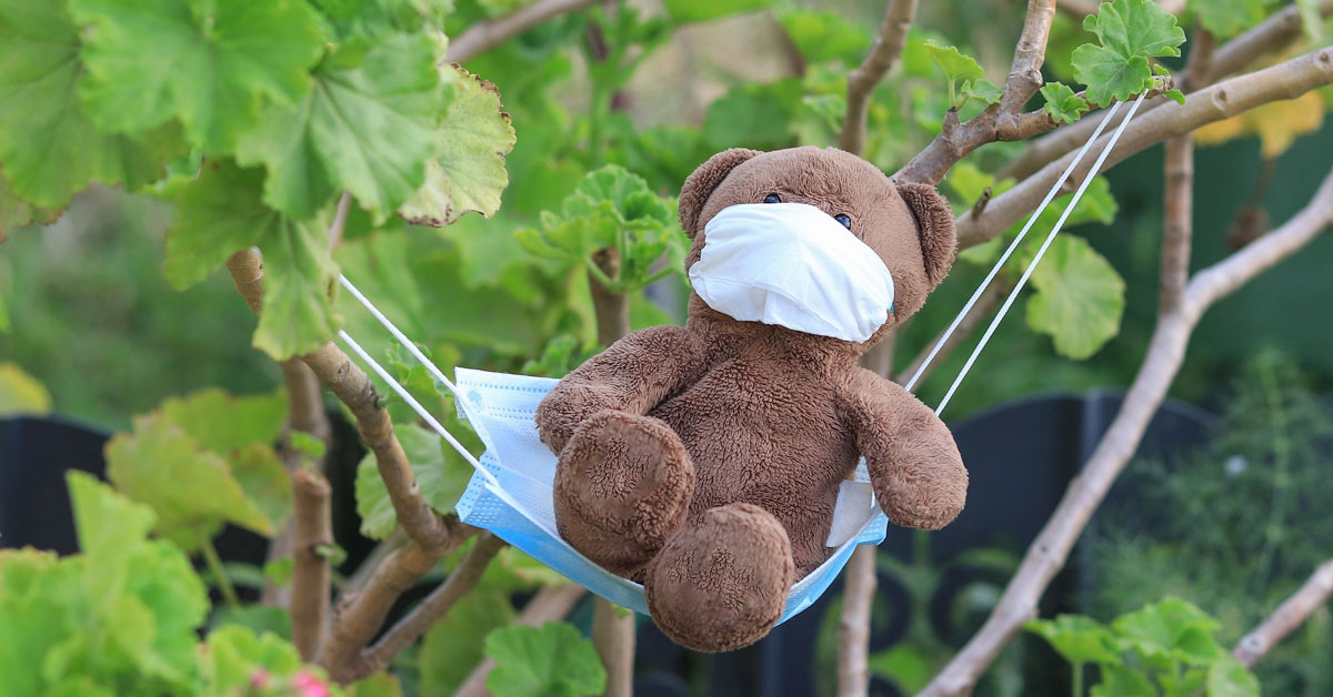 teddy bear with mask