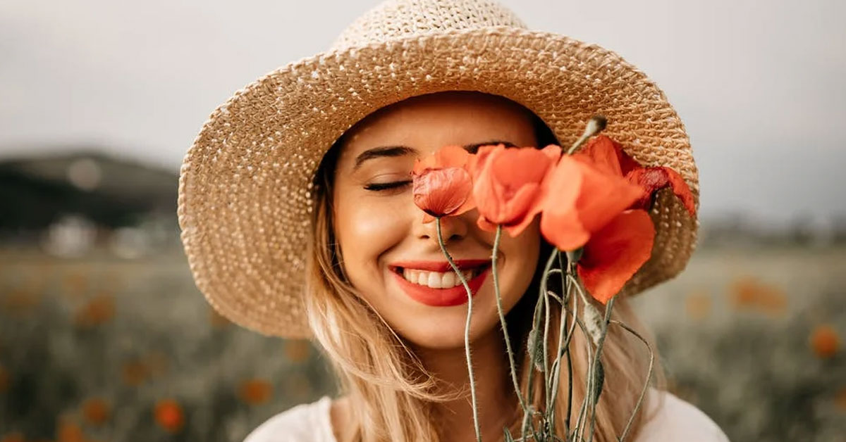girl flowers nature